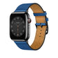 Apple Watch Series 8 - 45mm - Silver Stainless Steel Case with Single Tour - Silver Stainless Steel - Single Tour - Bleu de France Swift Leather H Diagonal - (GPS + Cellular) - Hermes